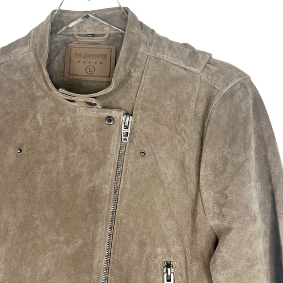 BLANK NYC Light Taupe Suede Bomber Biker Jacket with silver zippers Large - Picture 3 of 10